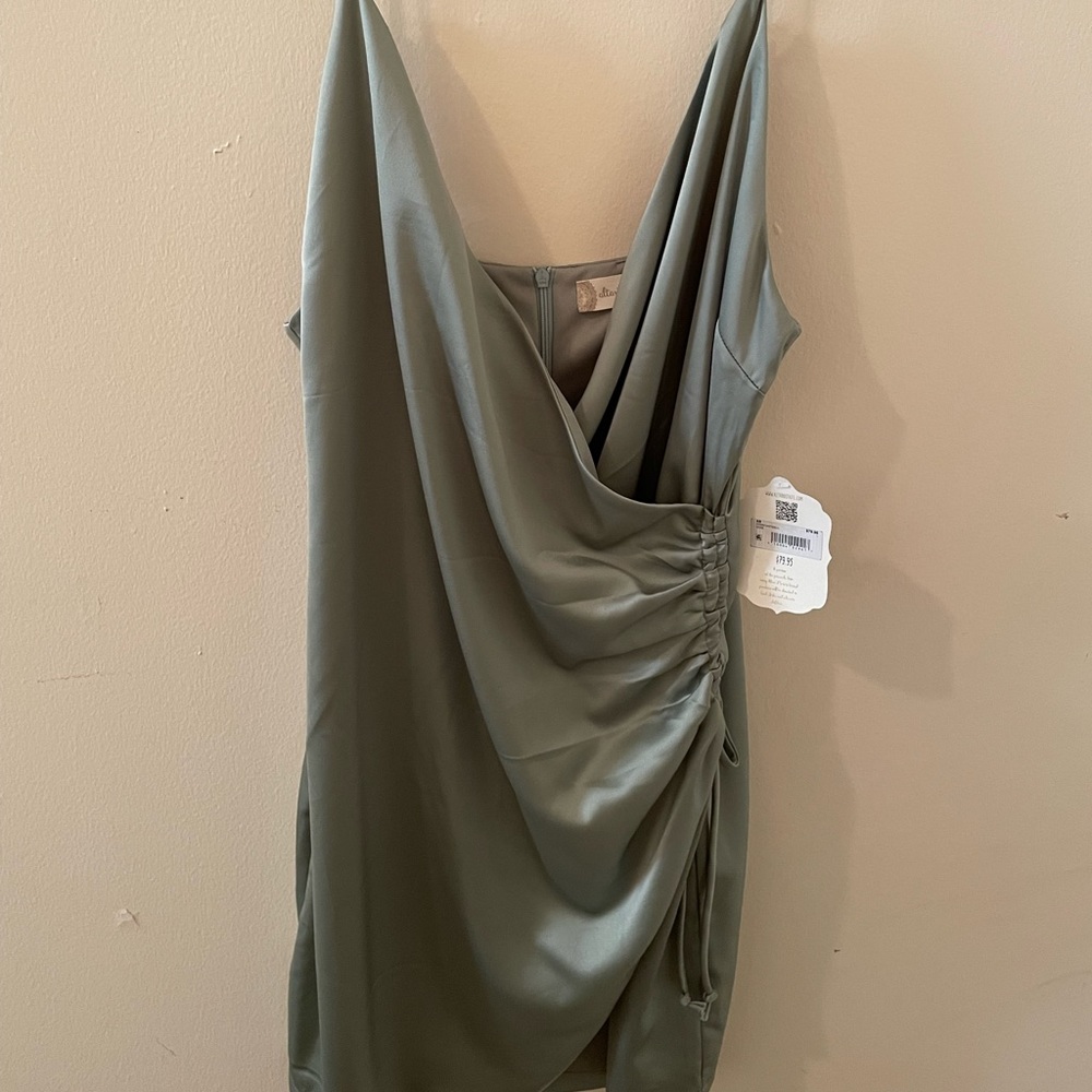 Altard State, size large, green silk dress with zipper, NWT